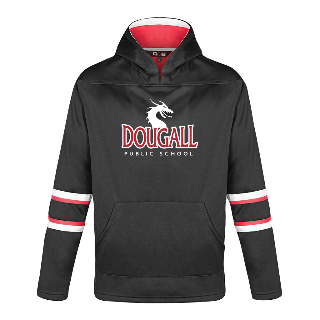 Dougall Youth Pullover Hockey Lace Hooded Sweatshirt With Printed Logo
