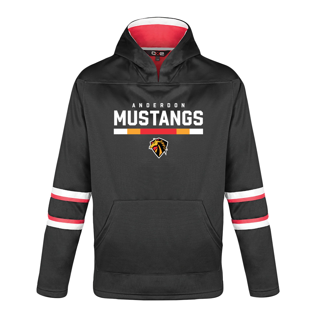 Anderdon Youth Pullover Hockey Lace Hooded Sweatshirt With Printed Logo