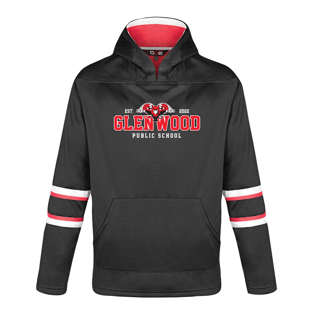 Glenwood Youth Pullover Hockey Lace Hooded Sweatshirt With Printed Logo