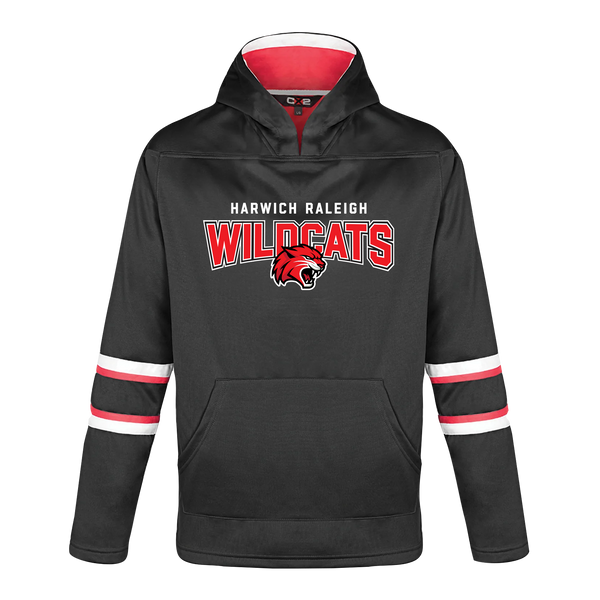 Harwich Raleigh Youth Pullover Hockey Lace Hooded Sweatshirt With Printed Logo