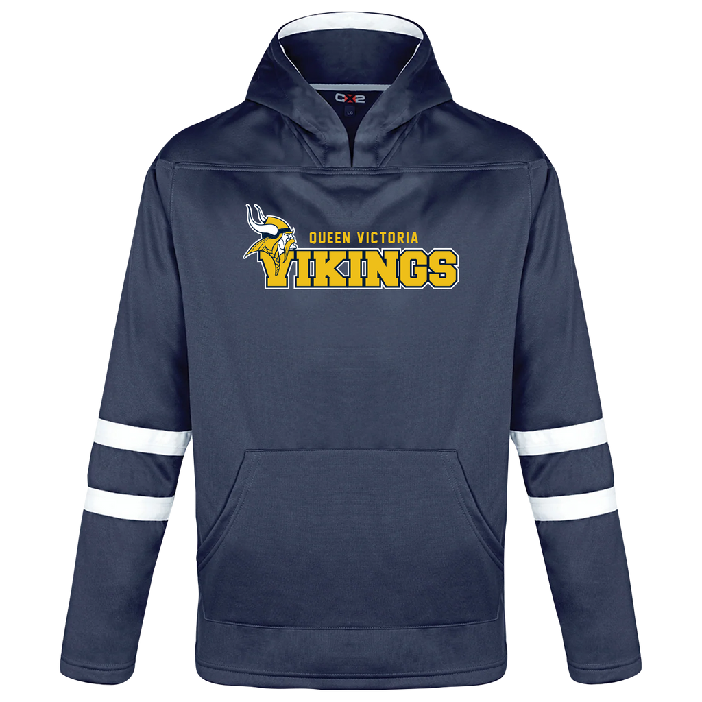 Queen Victoria Youth Pullover Hockey Lace Hooded Sweatshirt with Printed Logo