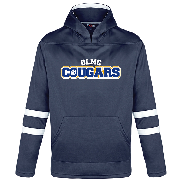 OLMC Cougars Youth Pullover Hockey Lace Hooded Sweatshirt With Printed Logo