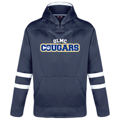 OLMC Cougars Youth Pullover Hockey Lace Hooded Sweatshirt With Printed Logo