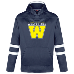 Wolverines Youth Pullover Hockey Lace Hooded Sweatshirt with Printed Logo