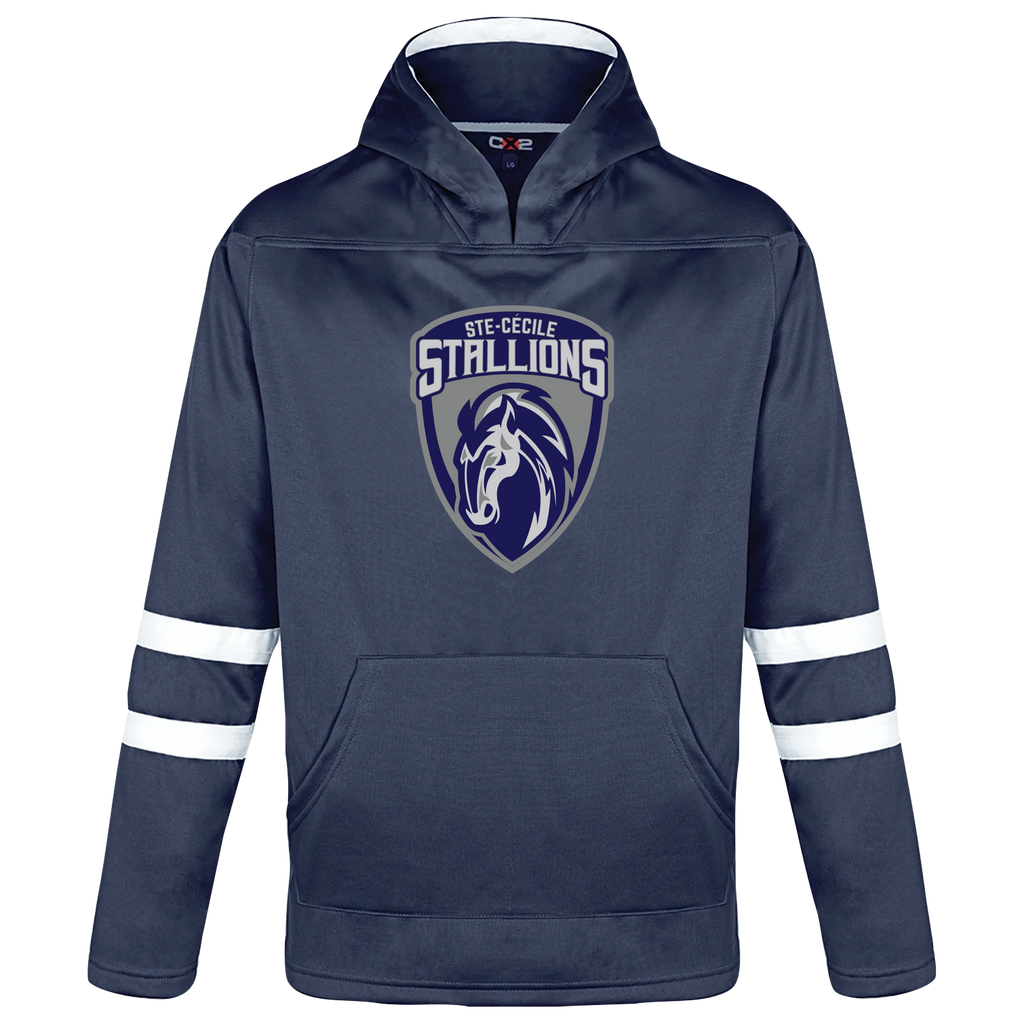 Ste. Cécile Youth Pullover Hockey Lace Hooded Sweatshirt with Printed Logo