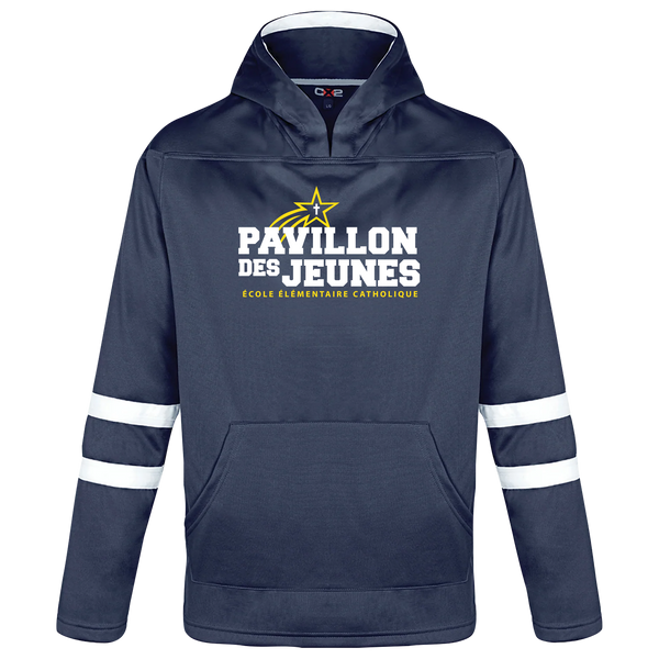 Pavillon Des Jeunes Youth Pullover Hockey Lace Hooded Sweatshirt With Printed Logo