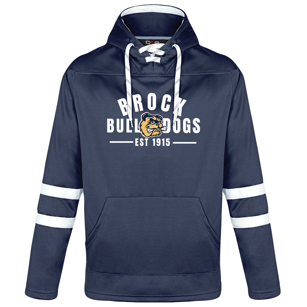 General Brock Adult Pullover Hockey Lace Hooded Sweatshirt with Printed Logo