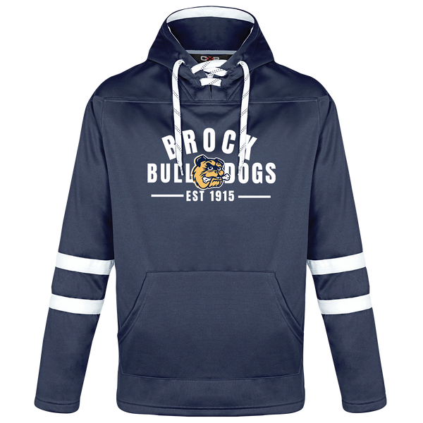 General Brock Adult Pullover Hockey Lace Hooded Sweatshirt with Printed Logo