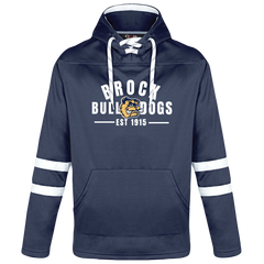 General Brock Adult Pullover Hockey Lace Hooded Sweatshirt with Printed Logo