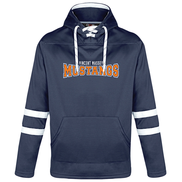Vincent Massey Adult Pullover Hockey Lace Hooded Sweatshirt With Printed Logo