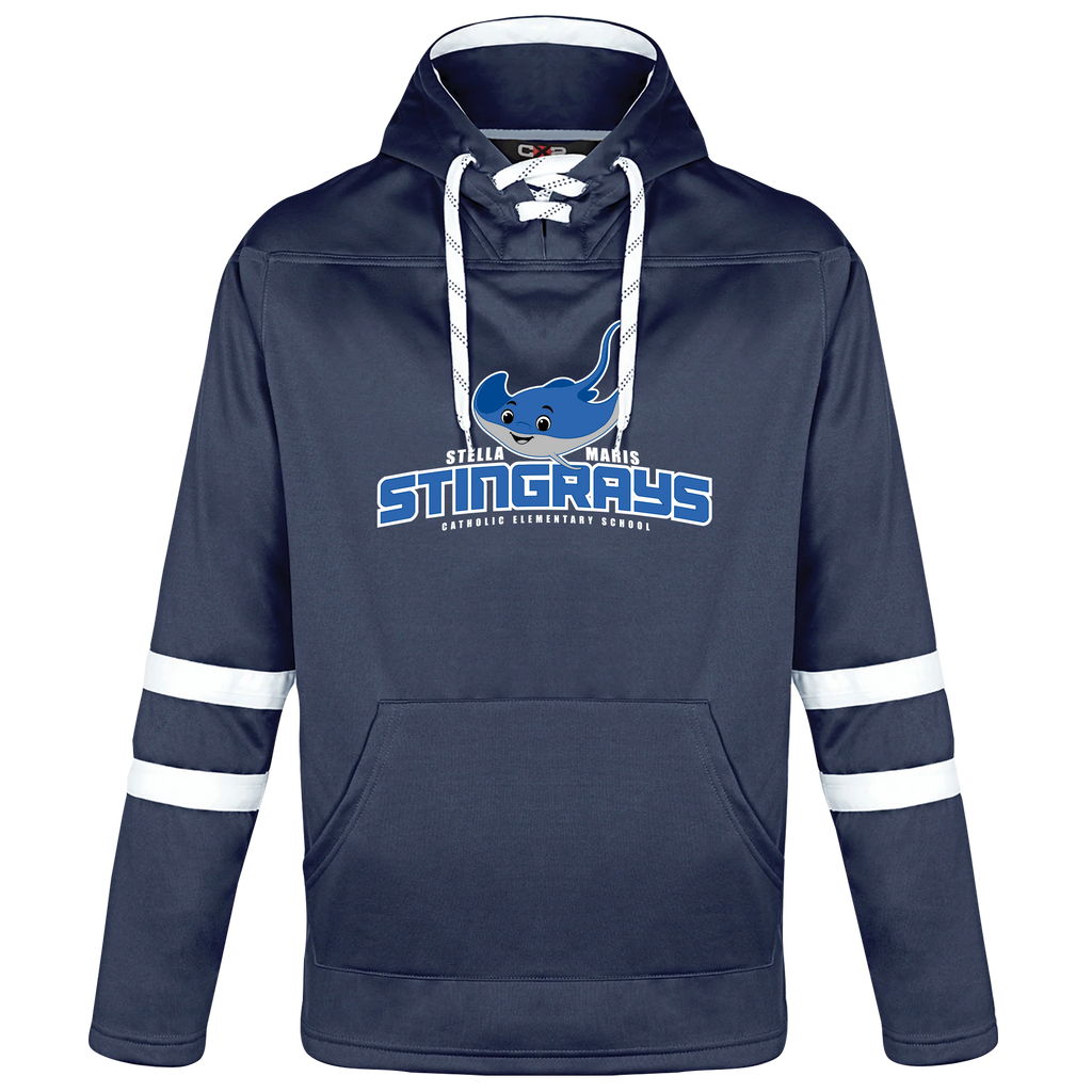 Stella Maris Adult Pullover Hockey Lace Hooded Sweatshirt With Printed Logo
