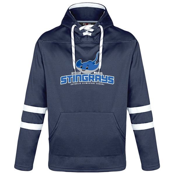 Stella Maris Adult Pullover Hockey Lace Hooded Sweatshirt With Printed Logo