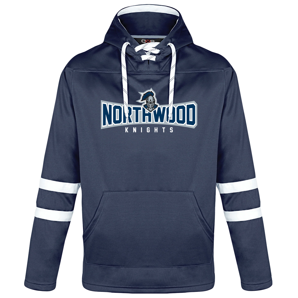 Northwood Knights Adult Pullover Hockey Lace Hooded Sweatshirt With Printed Logo