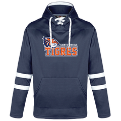 Sainte-Ursule Adult Pullover Hockey Lace Hooded Sweatshirt With Printed Logo