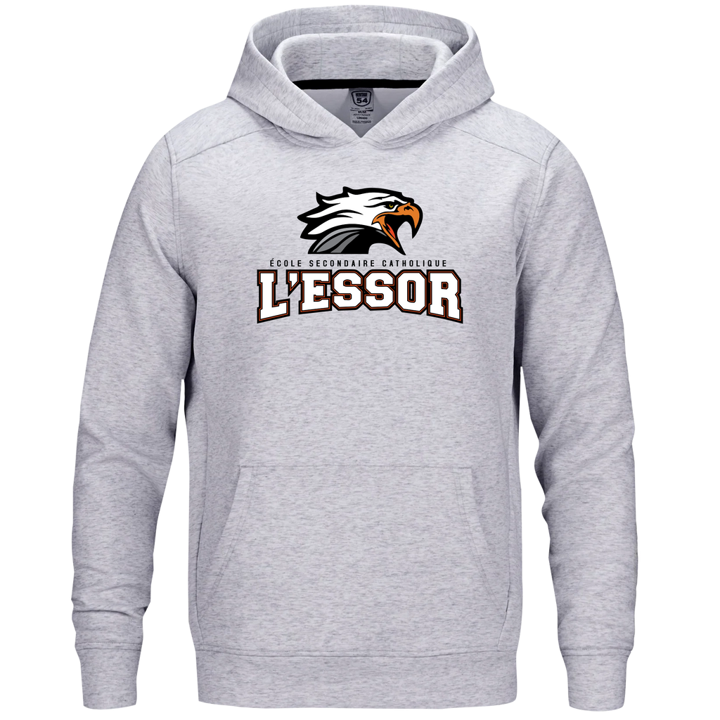 L'Essor Adult Performance Double Knit Pullover Hooded Sweatshirt with Printed Logo