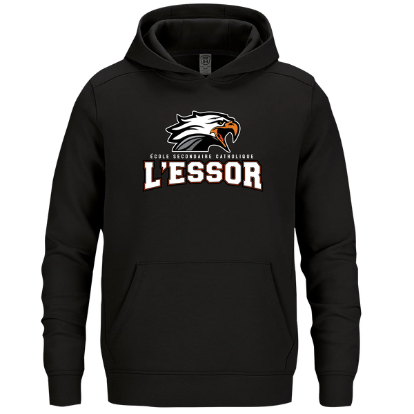 L'Essor Adult Performance Double Knit Pullover Hooded Sweatshirt with Printed Logo
