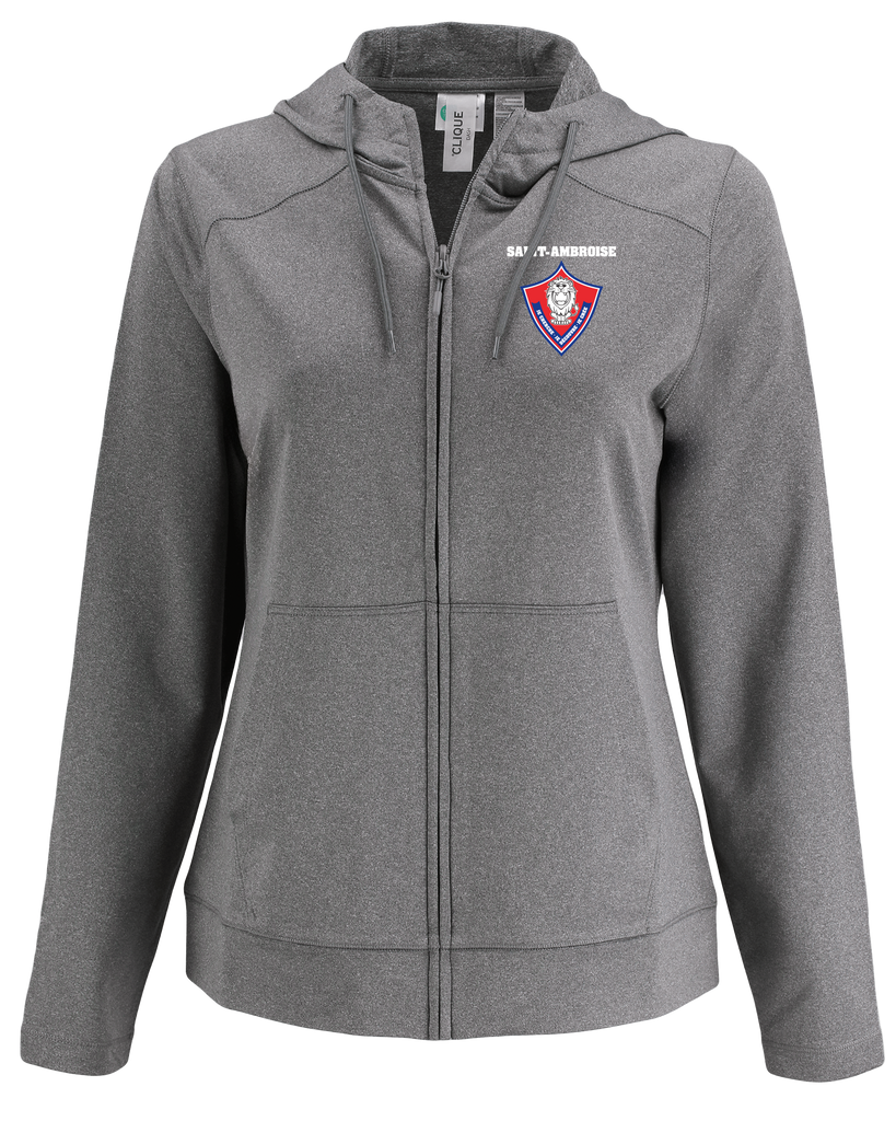 Saint Ambroise Ladies Recycled Full Zip Hooded Sweatshirt with Embroidered Logo