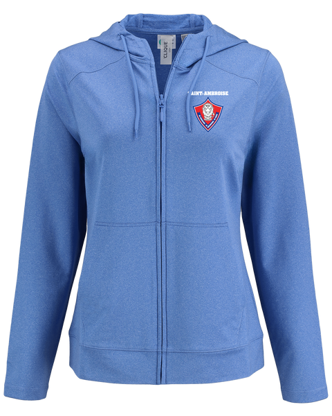 Saint Ambroise Ladies Recycled Full Zip Hooded Sweatshirt with Embroidered Logo