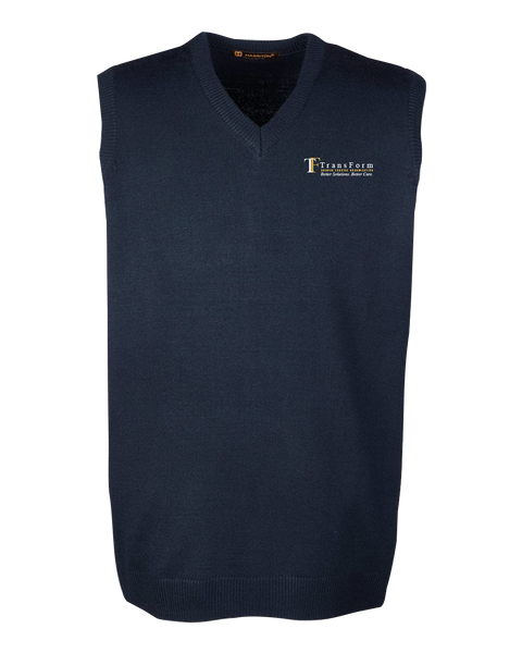TransForm Mens V-Neck Sweater Vest with Embroidered Logo