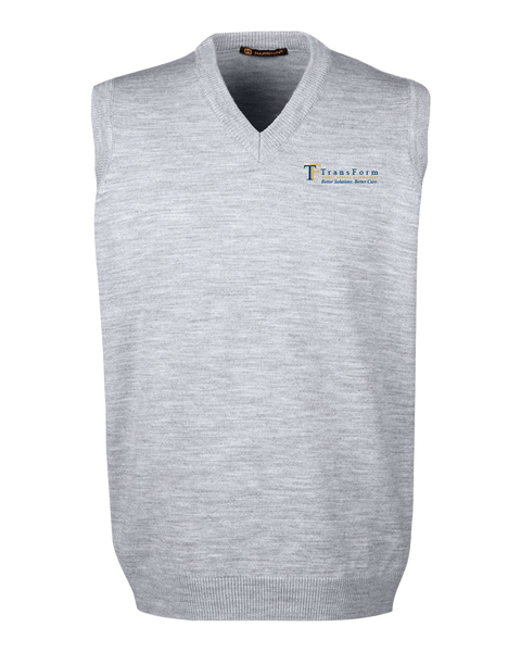 TransForm Mens V-Neck Sweater Vest with Embroidered Logo