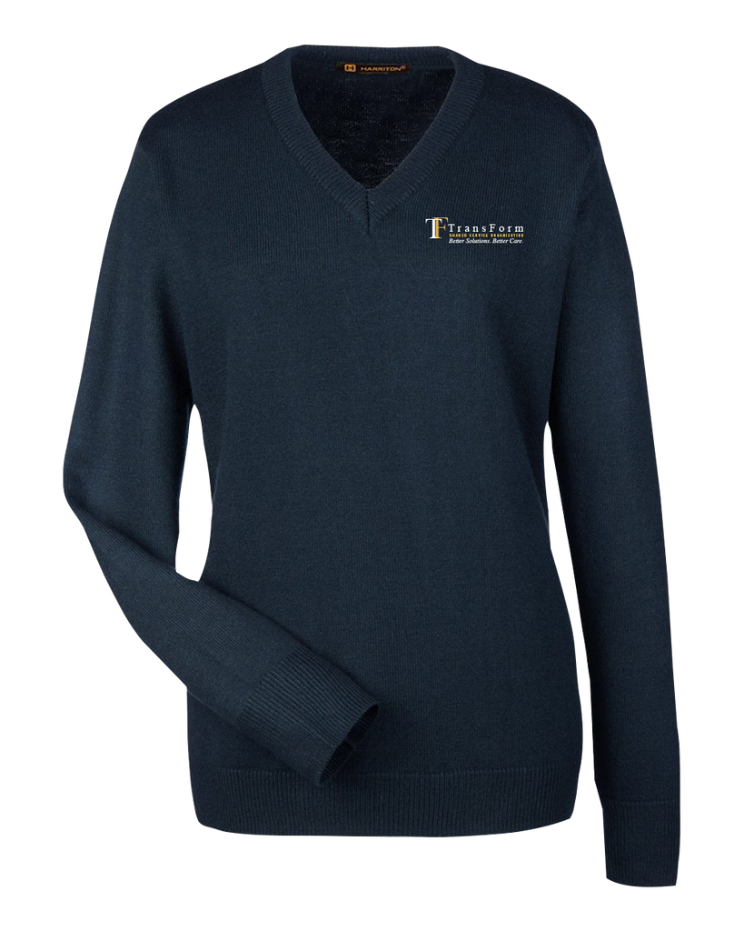 TransForm Ladies V-Neck Sweater with Embroidered Logo