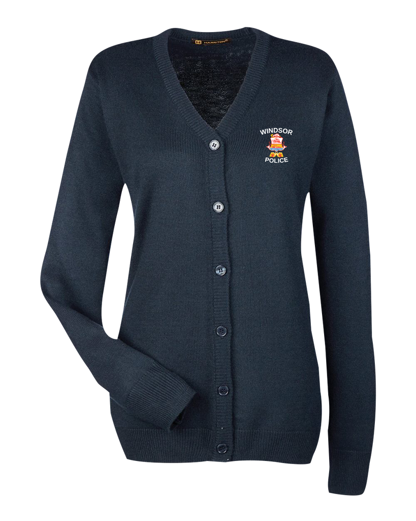 Windsor Police Ladies' V-Neck Button Cardigan Sweater with Embroidered Logo