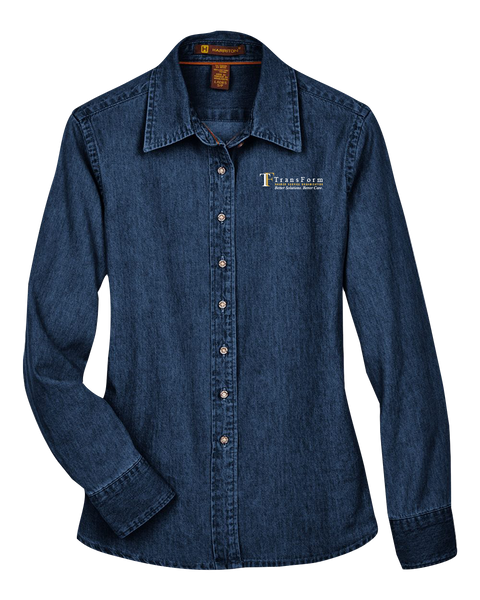 TransForm Ladies Harriton Long-Sleeve Denim Shirt with Left Chest Embroidered Logo