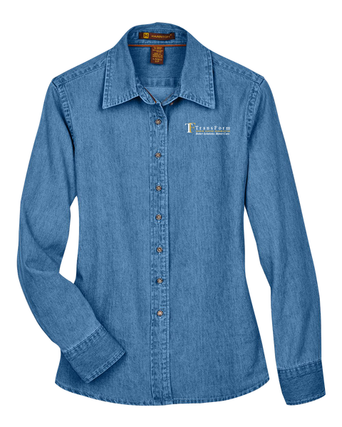 TransForm Ladies Harriton Long-Sleeve Denim Shirt with Left Chest Embroidered Logo