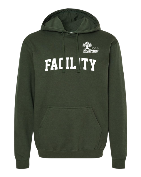 "Facility" John McGivney Adult Pullover Hoodie with Printed Logo