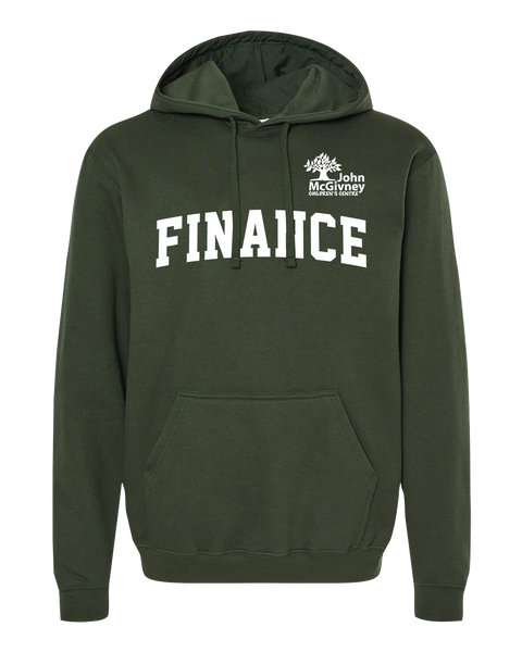"Finance" John McGivney Adult Pullover Hoodie with Printed Logo