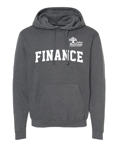 "Finance" John McGivney Adult Pullover Hoodie with Printed Logo