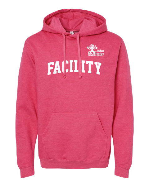 "Facility" John McGivney Adult Pullover Hoodie with Printed Logo