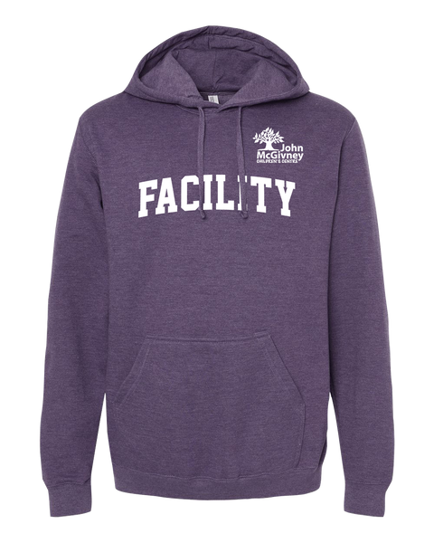 "Facility" John McGivney Adult Pullover Hoodie with Printed Logo
