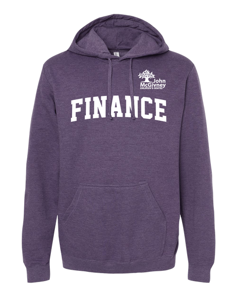 "Finance" John McGivney Adult Pullover Hoodie with Printed Logo