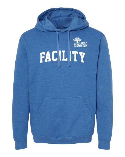"Facility" John McGivney Adult Pullover Hoodie with Printed Logo