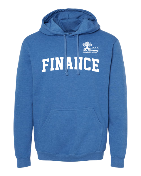 "Finance" John McGivney Adult Pullover Hoodie with Printed Logo