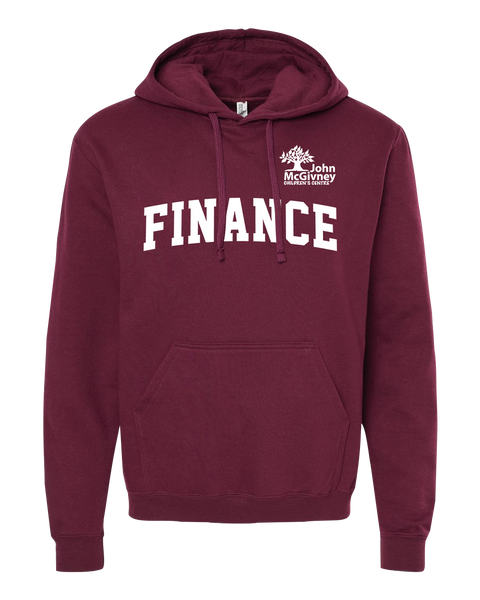 "Finance" John McGivney Adult Pullover Hoodie with Printed Logo