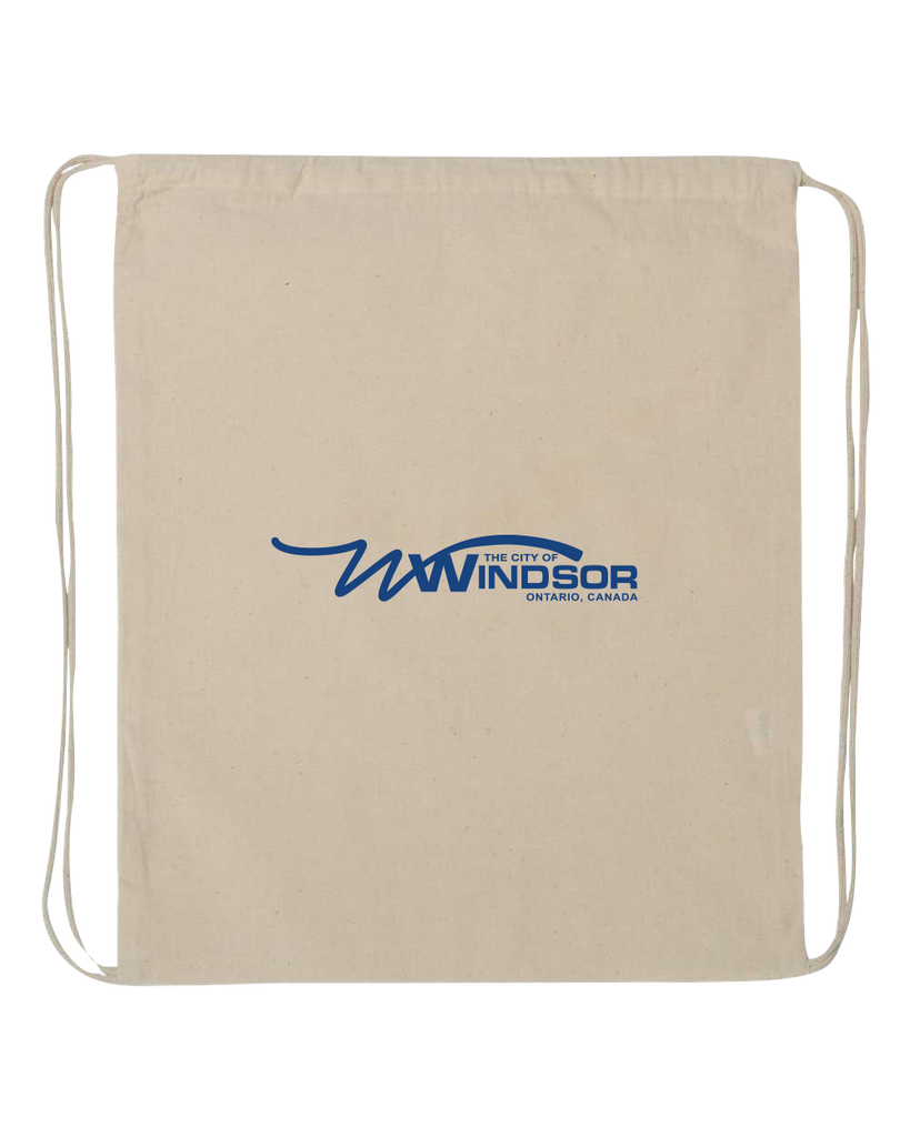 City of Windsor Economical Cotton Drawstring Bag with Printed Logo