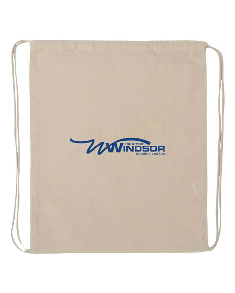 City of Windsor Economical Cotton Drawstring Bag with Printed Logo