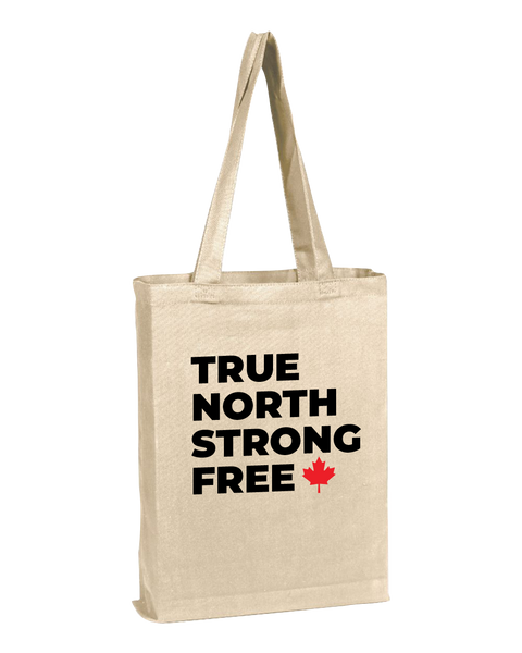 "True North Strong Free" Canvas Tote with Printed Logo