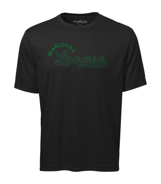 Warlocks Lacrosse Script Adult Dri-Fit T-Shirt with Printed Logo