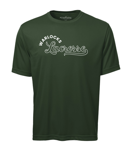 Warlocks Lacrosse Script Adult Dri-Fit T-Shirt with Printed Logo