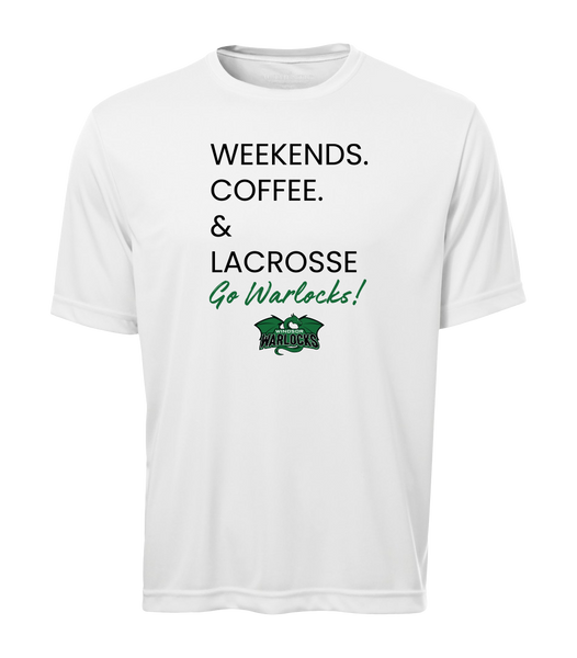 Windsor Warlocks Weekends. Coffee & Lacrosse Youth Dri-Fit T-Shirt with Printed Logo