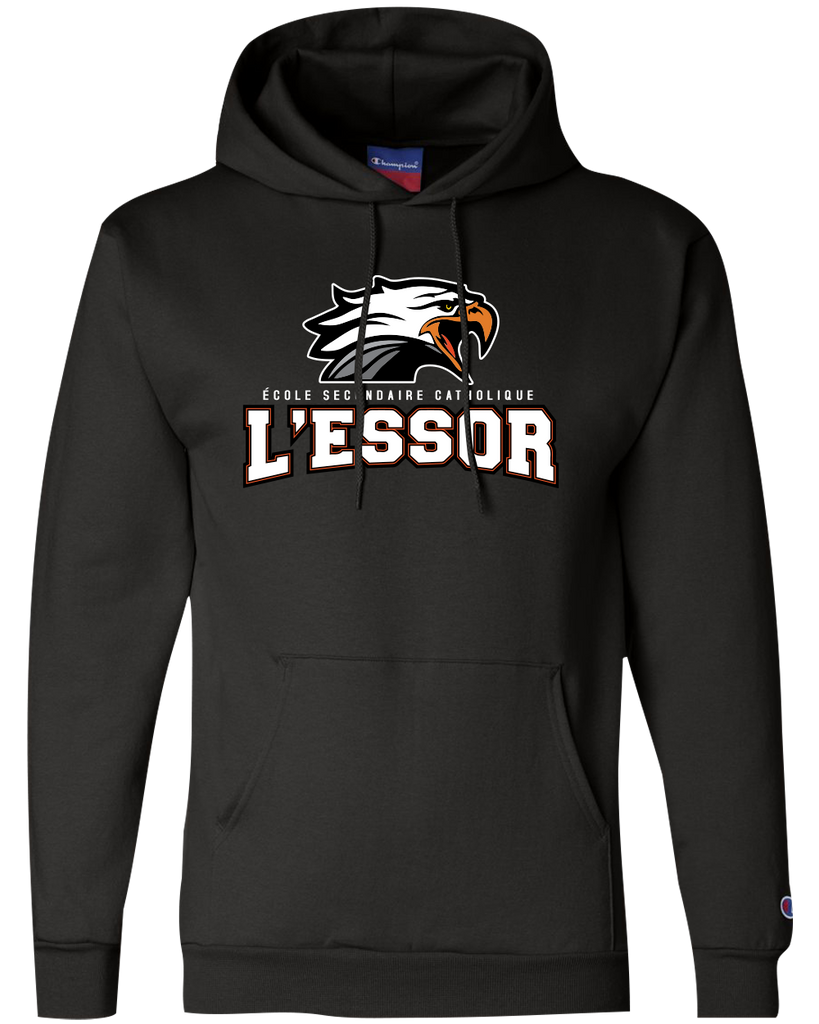 L'Essor Adult Champion® Hooded Sweatshirt with Printed Logo