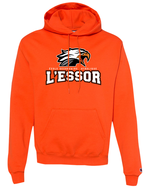 L'Essor Adult Champion® Hooded Sweatshirt with Printed Logo