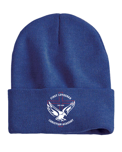 First Lutheran Solid Cuffed Beanie with Embroidered Logo
