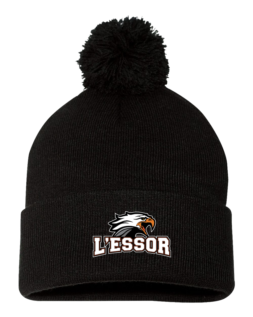 L'Essor Pom-Pom Cuffed Beanie with Embroidered Logo