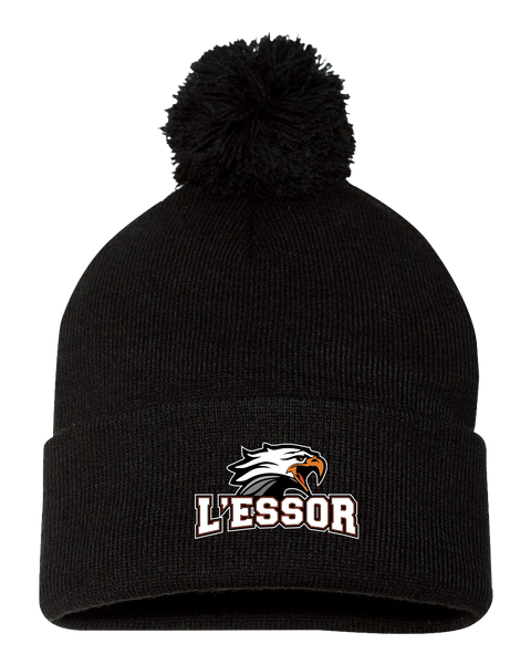 L'Essor Pom-Pom Cuffed Beanie with Embroidered Logo