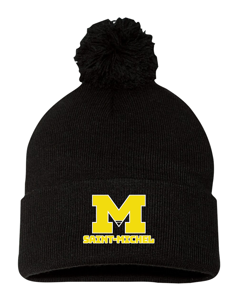 Saint-Michel Pom-Pom Cuffed Beanie with Embroidered Logo