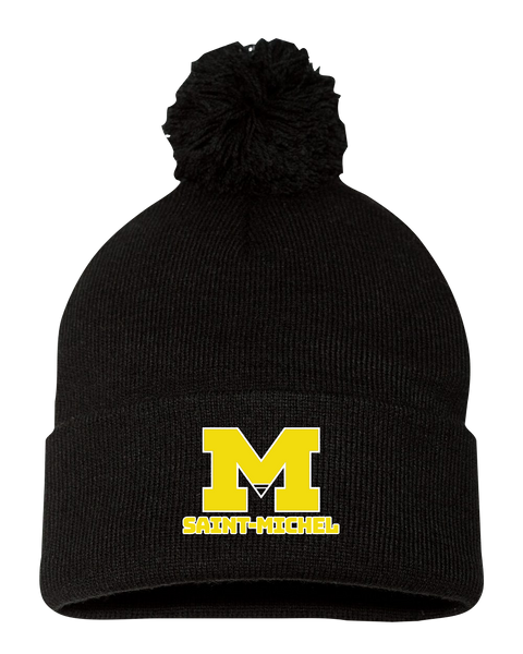 Saint-Michel Pom-Pom Cuffed Beanie with Embroidered Logo